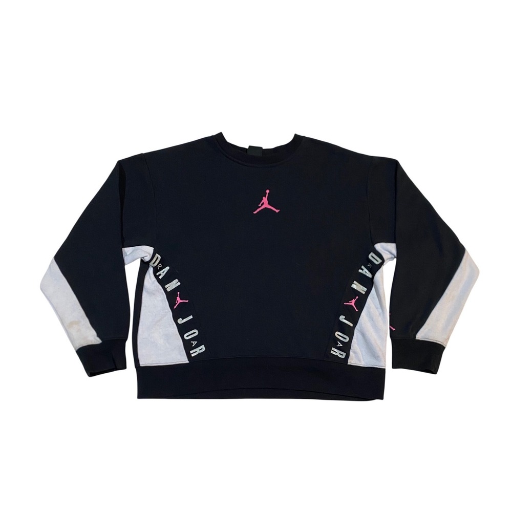 Jordan Kids XL Black Pink Glitter Jumpman Crewneck Sweatshirt Pullover